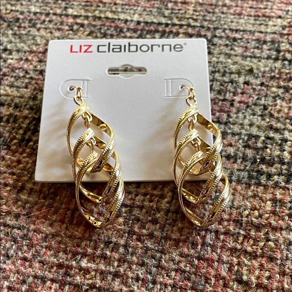 NWT Liz Claiborne gold tone earrings